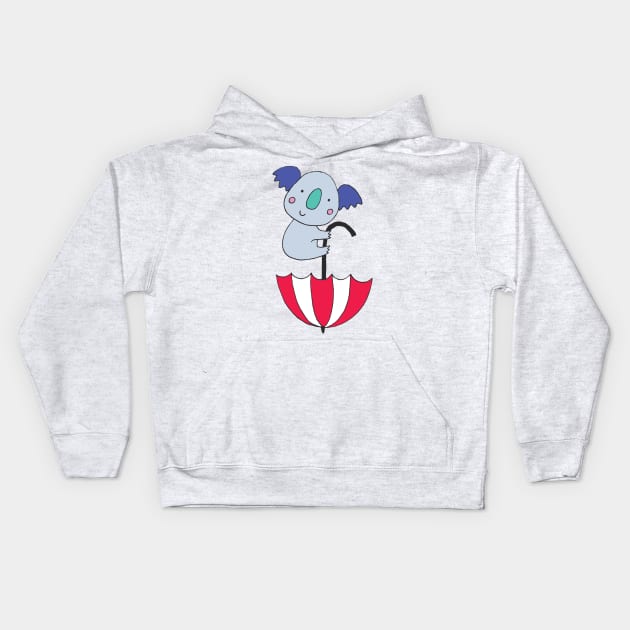 Cute Koala on an umbrella - by Cecca Designs Kids Hoodie by Cecca